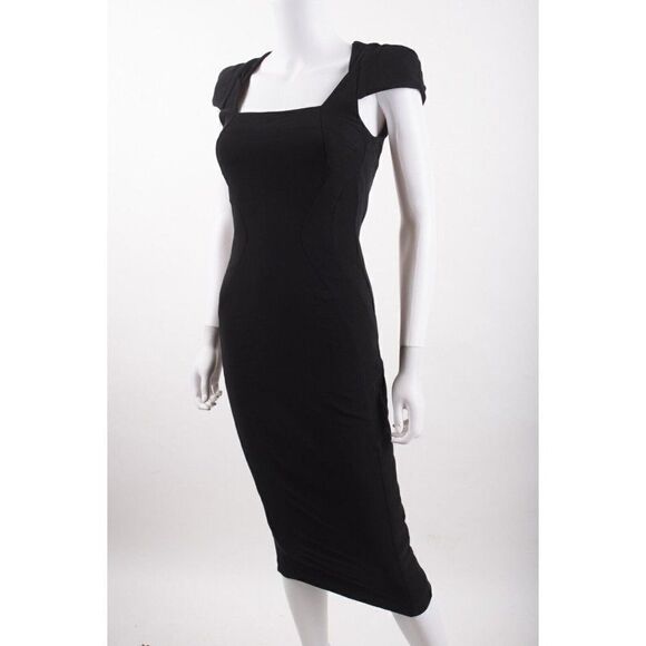 Antonio Berardi Womens Midi Cocktail Dress Black Sz 40 US 4 XS Fitted Pencil - Picture 3 of 6
